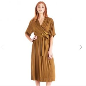 Scotch & Soda midi olive green wrap dress